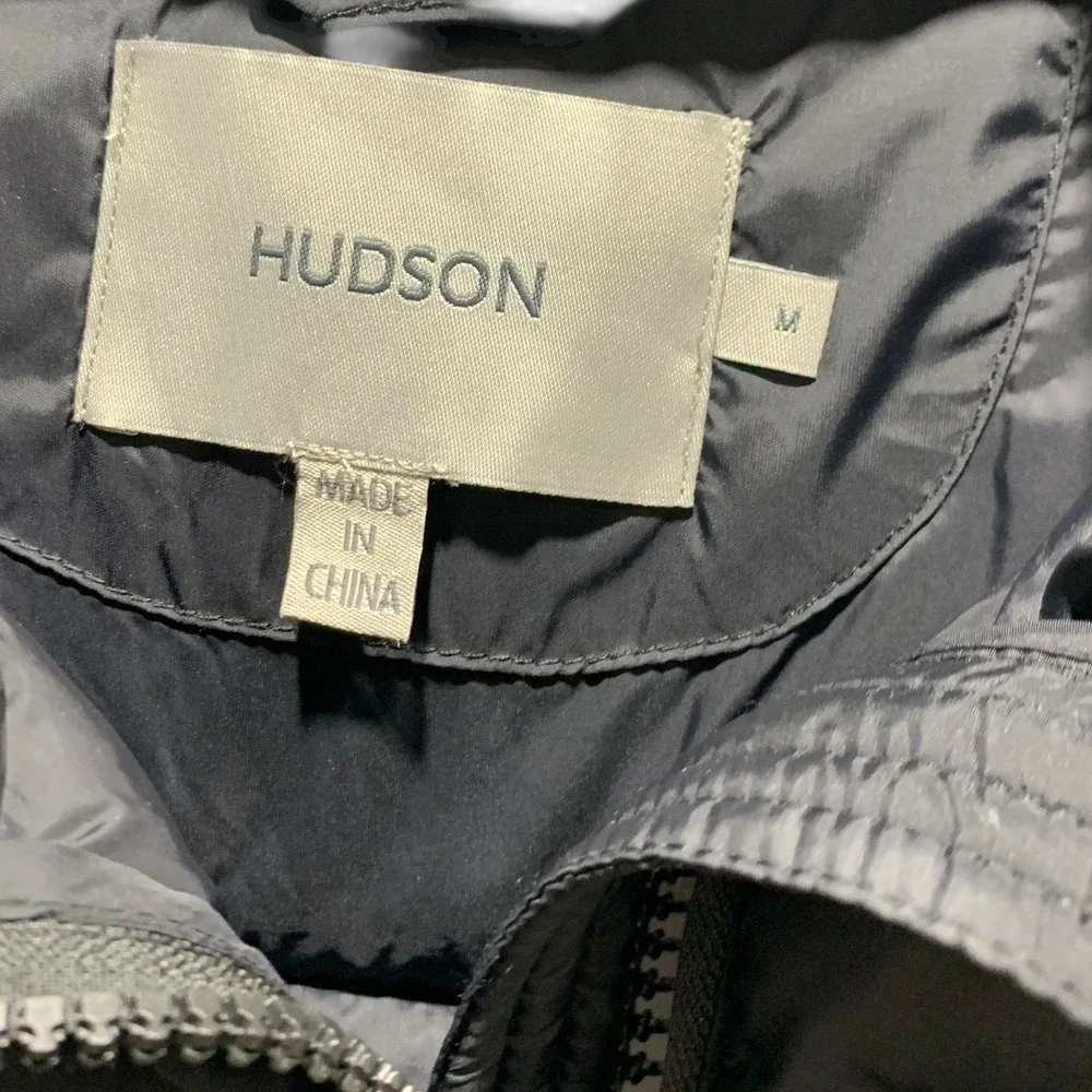 HUDSON Black Puffer Jacket Stand Collar Full Zip Women's Size Medium‎